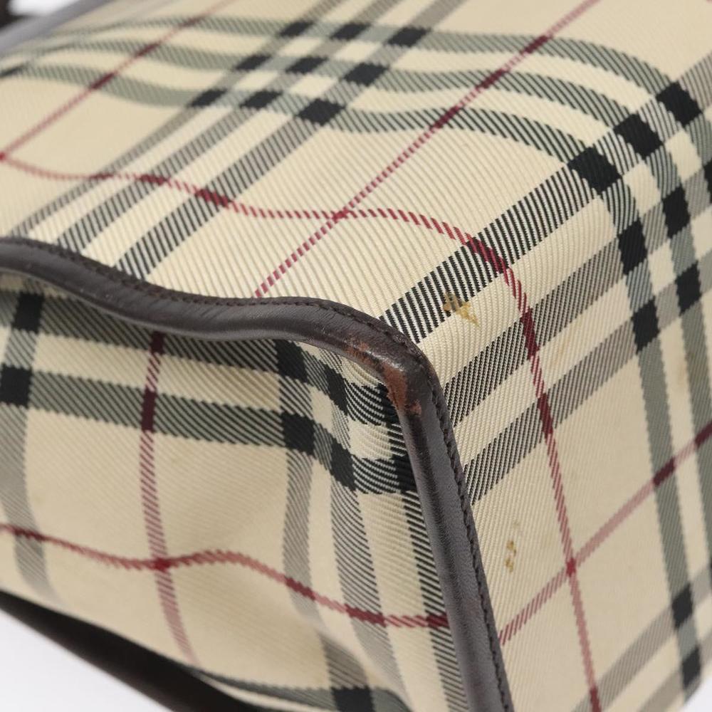 BURBERRY Nova Check Hand Bag Nylon Leather Beige Silver Auth ac3586 - Picture 16 of 16